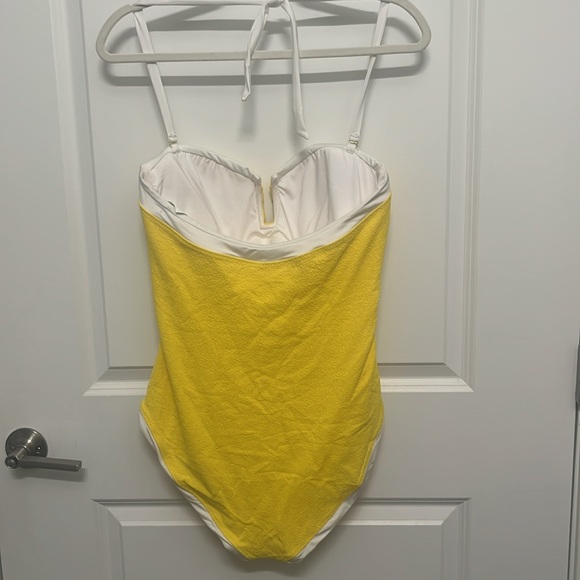 TRINA TURK Halter Bandeau One Piece Swimsuit Size 12 yellow white NWT - Picture 12 of 13